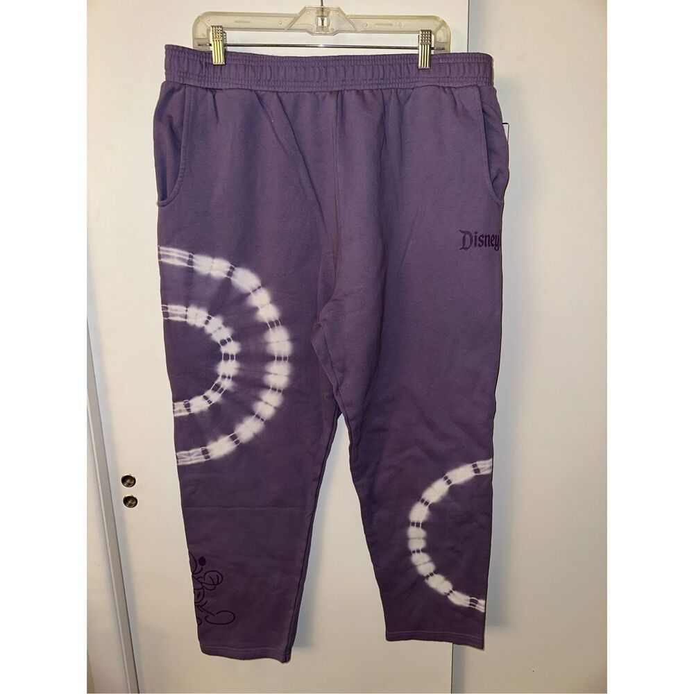 Disneyland Unisex Purple White Tie Dye Mickey Sweatpants XL NWT